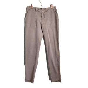 MONROW Side Stripe casual brunch pant in sand raw‎ step hem size 27